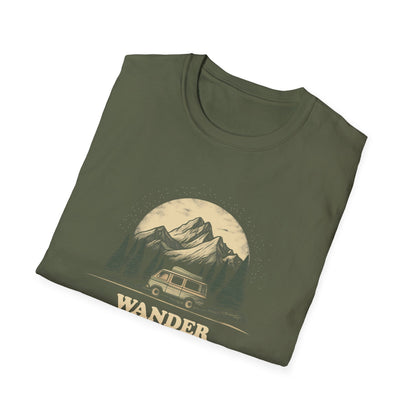 Wander Without Boundaries Van Life T-Shirt | Minimalist Road Trip Graphic Tee Gift for Nomads, Travelers, and Outdoor Lovers, Camping Van