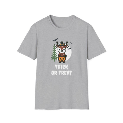 Cute Deer Halloween Trick or Treat T-Shirt | Adorable National Park Animal Illustration Tee | Perfect for Halloween and Nature Lovers