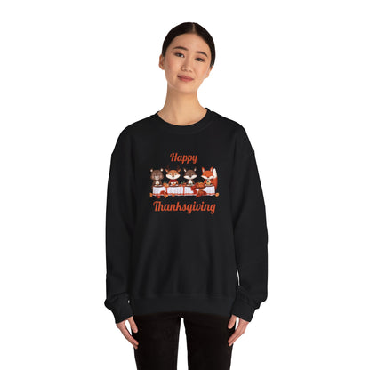 Cute Forest Animals Thanksgiving Sweatshirt - Fall Cozy Crewneck for Animal Lovers | Happy Thanksgiving & Pumpkin Season Shirt