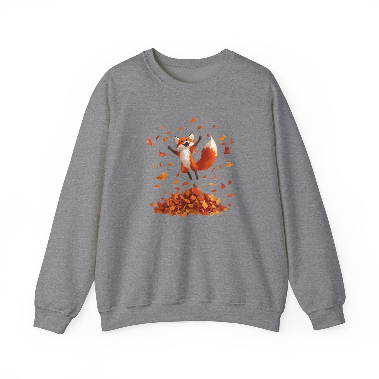 Fox Jumping in Autumn Leaves Sweatshirt | Cozy Fall Sweatshirt | Cute Nature Lover Pullover | Perfect Autumn Gift for Outdoor Enthusiasts