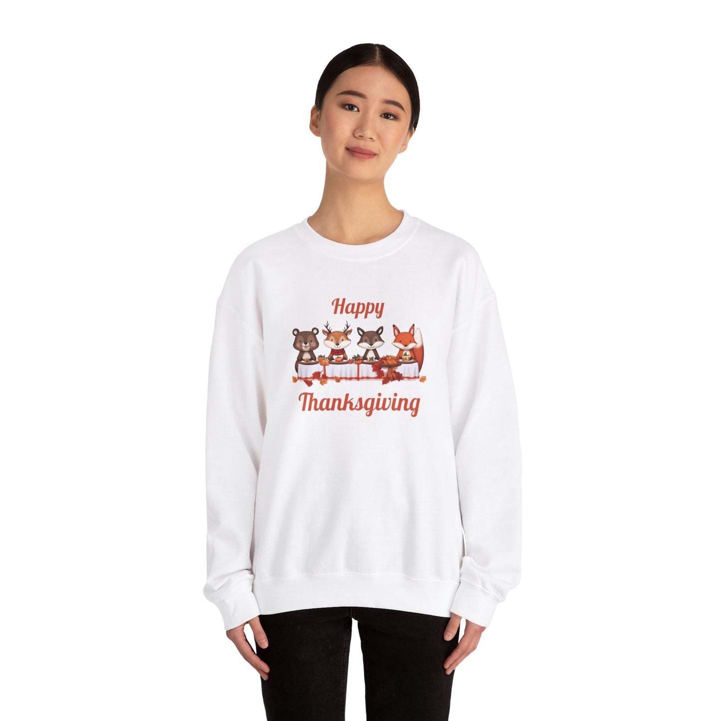 Cute Forest Animals Thanksgiving Sweatshirt - Fall Cozy Crewneck for Animal Lovers | Happy Thanksgiving & Pumpkin Season Shirt