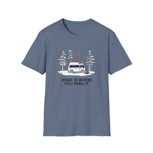 Home Is Where You Park It | Van Life Adventure T-Shirt, Camping Tee, Outdoor Lovers Gift, Road Trip Enthusiast, Minimalist Nature Shirt