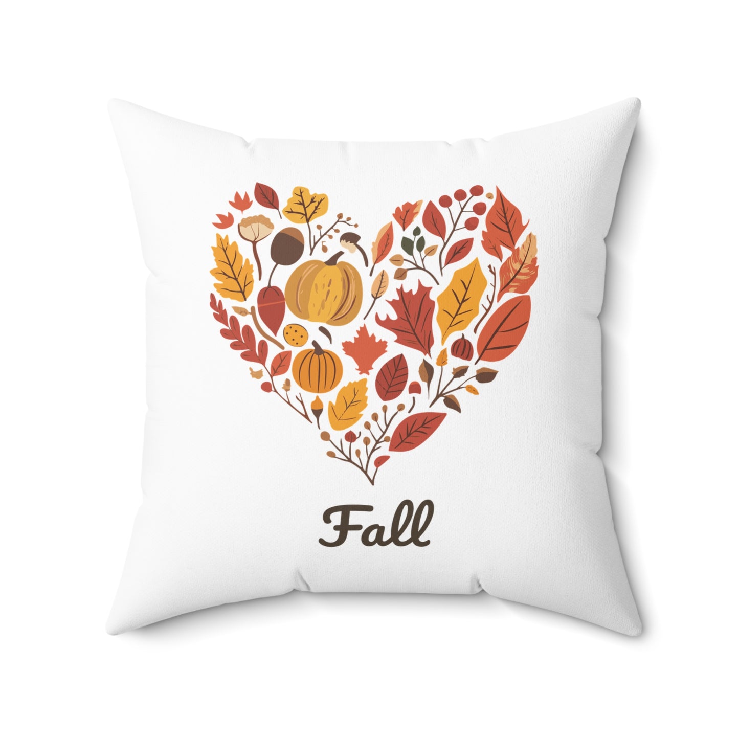 Cozy Heart Fall Throw Pillow | Autumn Decor | Fall Leaves Design | Nature-Inspired Thanksgiving Accent Pillow | Love Fall Home Decor