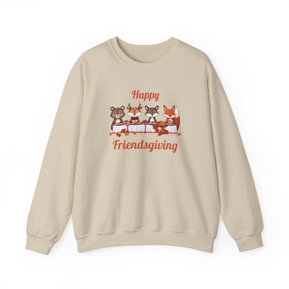 Cute Forest Animals Friendsgiving Thanksgiving Sweatshirt - Fall Cozy Crewneck for Animal Lovers | Happy Thanksgiving & Pumpkin Season Shirt