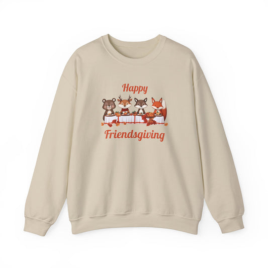 Cute Forest Animals Friendsgiving Thanksgiving Sweatshirt - Fall Cozy Crewneck for Animal Lovers | Happy Thanksgiving & Pumpkin Season Shirt