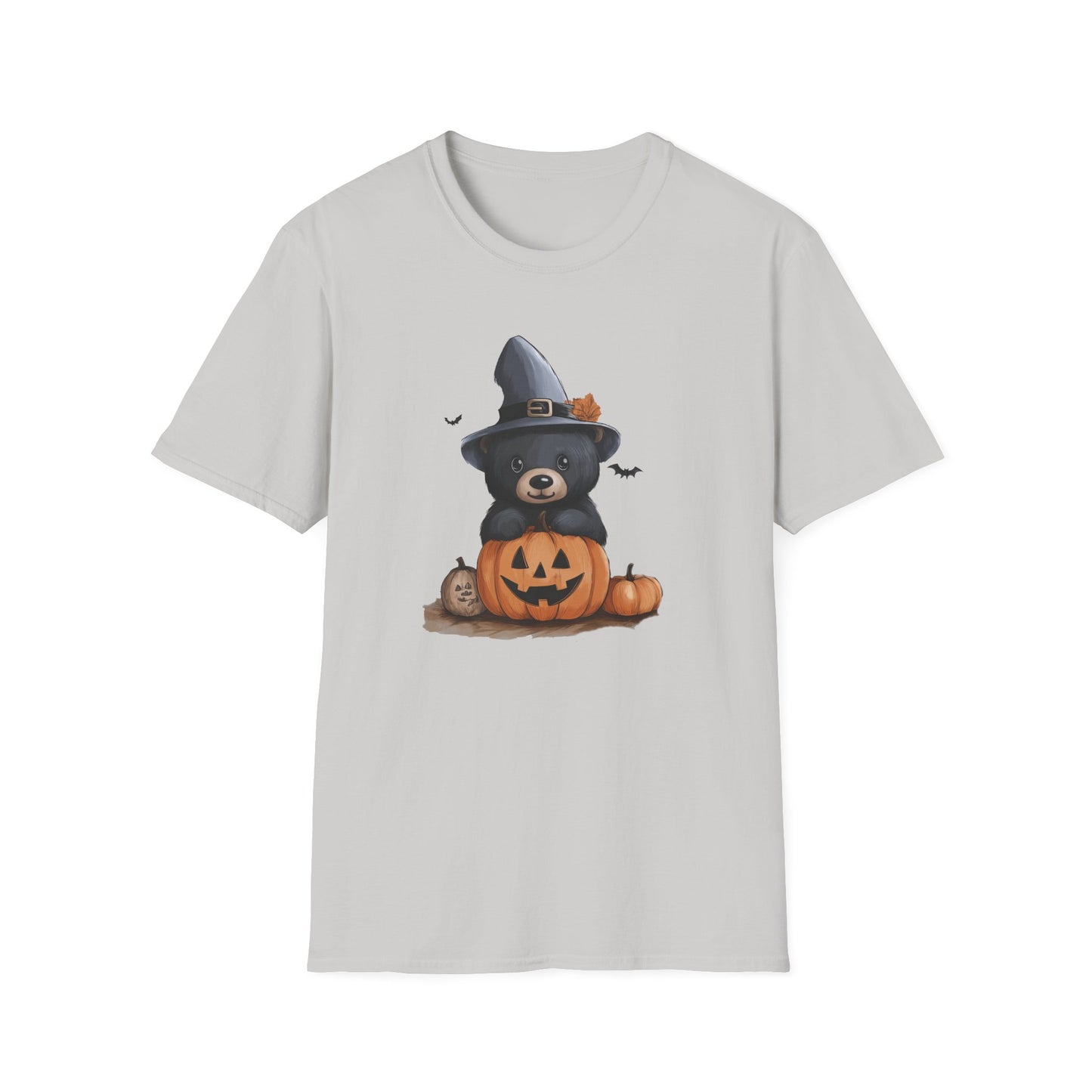 Cute Halloween Bear T-Shirt | Adorable Forest Animal with Pumpkin Design | Witch Bear Halloween Tee