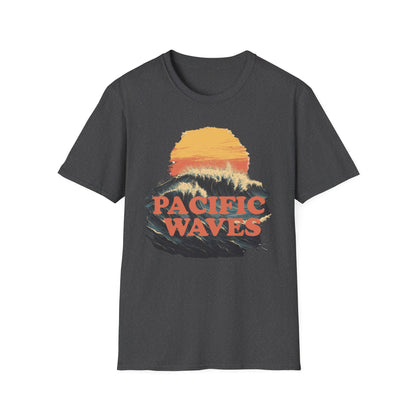 Pacific Waves Retro California Surfing T-Shirt - Vintage Sunset Surf Tee - Beach Vibes, Surf Lover Gift, Gift for Him, Men's Surfing Tee