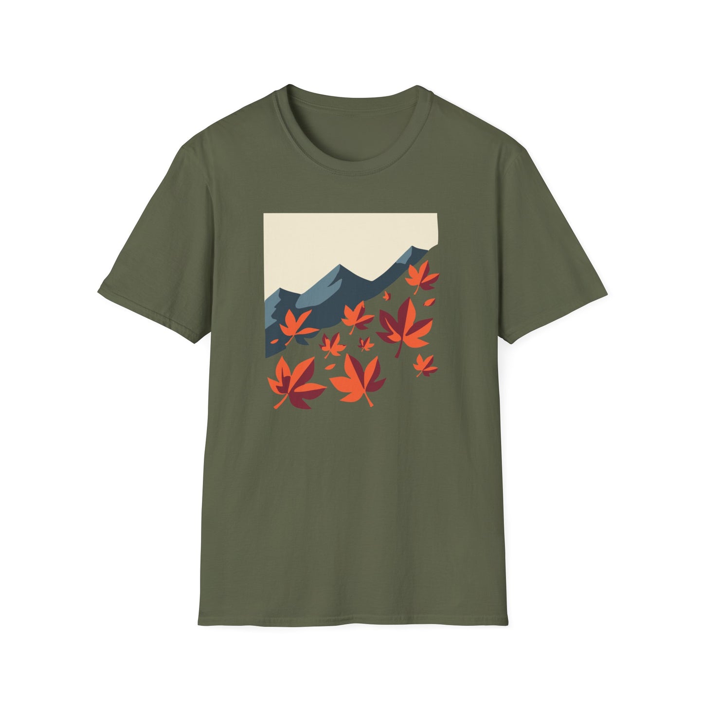 Autumn Leaves and Mountain T-Shirt - Fall Nature Graphic Tee - Perfect Autumn Hike Shirt - Cozy Outdoor Autumn Apparel