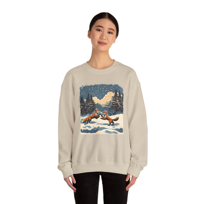 Cozy Winter Fox Sweatshirt | Retro Woodland Wildlife Christmas Sweater, Fox in Snow Pullover, Winter Nature Sweatshirt, Wildlife Animal Gift