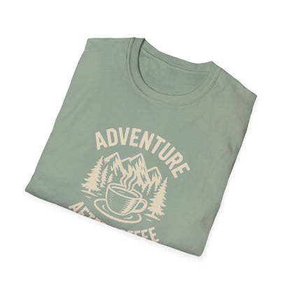 Adventure After Coffee Shirt | Coffee Hiking Tee for Nature Lovers | Minimalist Mountain Graphic T-Shirt | Outdoorsy Gift for Him or Her