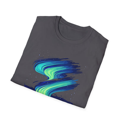 Northern Lights T-Shirt Aurora Borealis Minimalistic Top for Stargazers and Outdoor Enthusiasts, Casual Nature Graphic Tee Gift