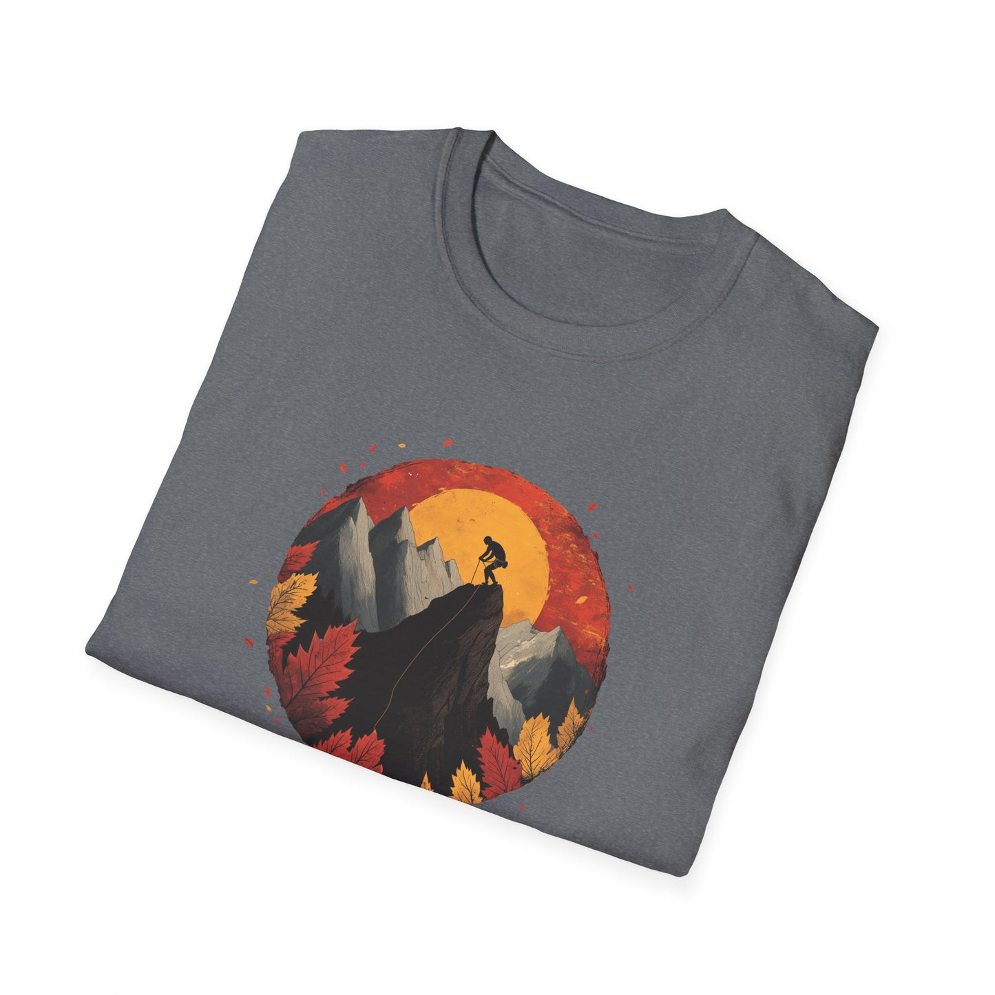 Autumn Rock Climbing Shirt | Bouldering T-Shirt Fall Leaves Mountain Climbing Design | Rock Climbing Gifts for Bouldering and Nature Lovers