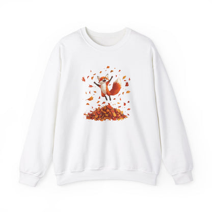 Fox Jumping in Autumn Leaves Sweatshirt | Cozy Fall Sweatshirt | Cute Nature Lover Pullover | Perfect Autumn Gift for Outdoor Enthusiasts