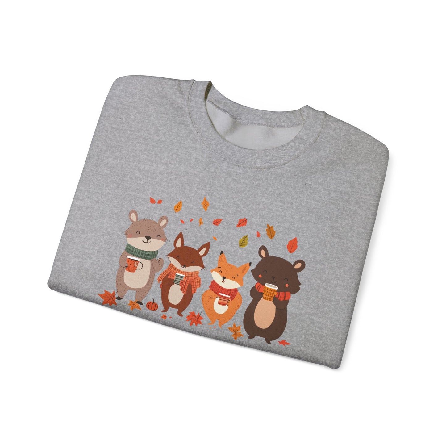 Fall Woodland Animals Sweatshirt | Cute Fox, Bear, Squirrel, Raccoon Pullover | Cozy Fall Critters | Autumn Outdoor Forest Animal Sweater