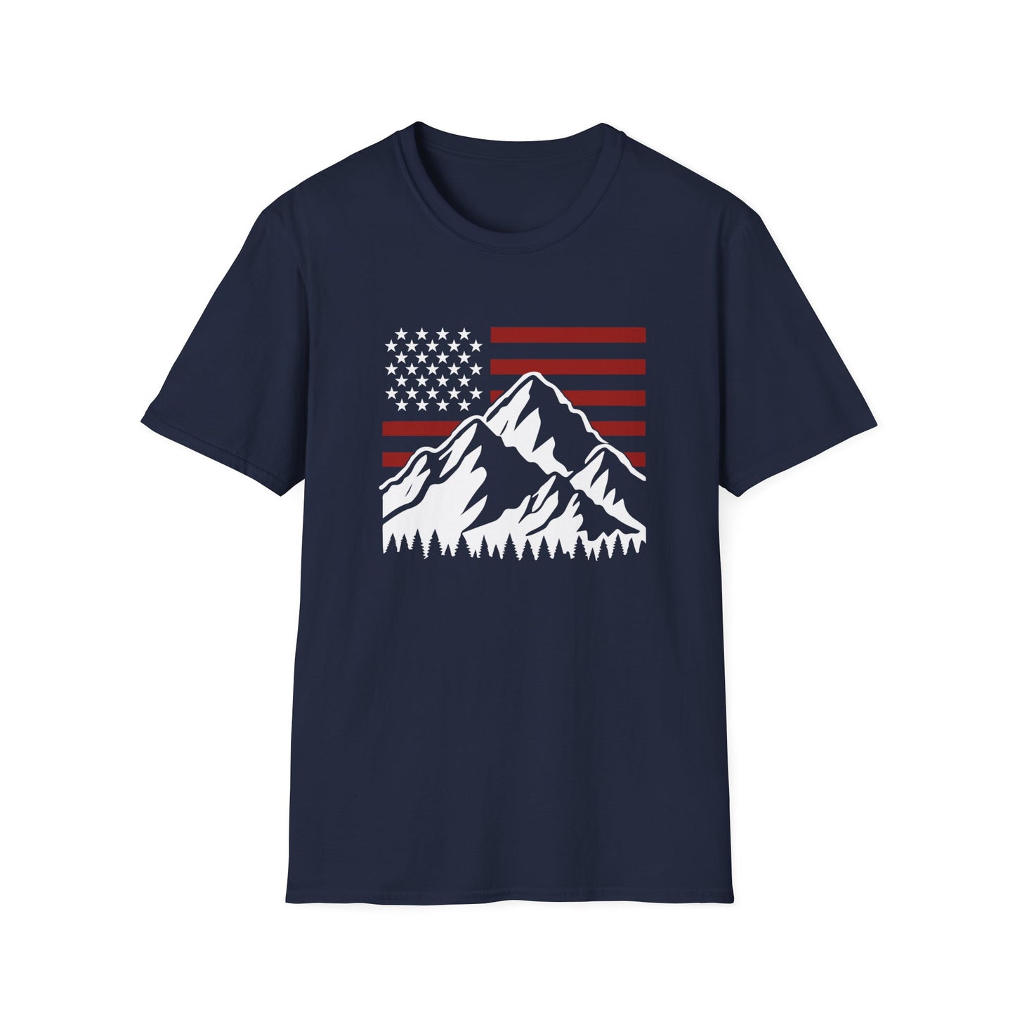 Patriotic Mountain T-Shirt - American Flag Outdoor Graphic Tee - Perfect for Nature Lovers - 2024 Election Shirt