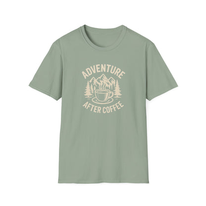 Adventure After Coffee Shirt | Coffee Hiking Tee for Nature Lovers | Minimalist Mountain Graphic T-Shirt | Outdoorsy Gift for Him or Her