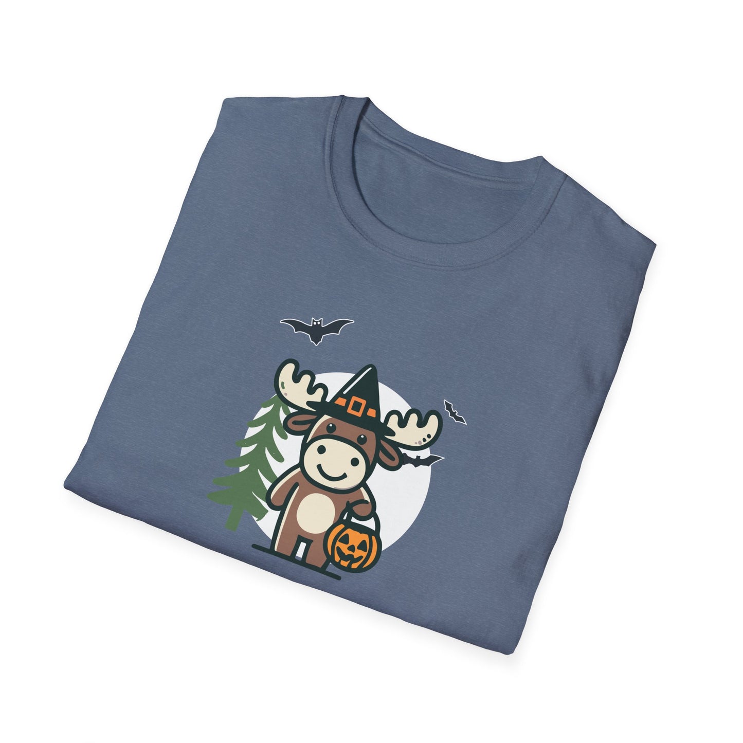 Cute Moose Halloween Trick or Treat T-Shirt | Adorable National Park Animal Illustration Tee | Perfect for Halloween and Nature Lovers