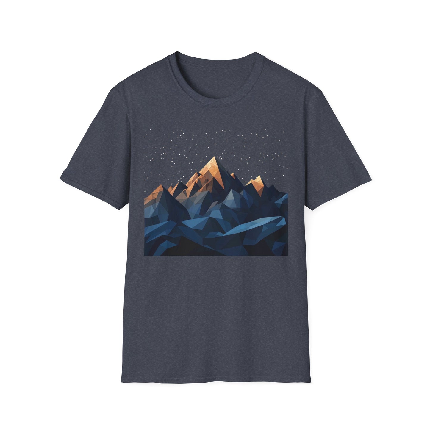 Geometric Mountain Night Sky T-Shirt - Abstract Nature Graphic Tee - Hiking and Adventure Outdoor Apparel - Men's Outdoor Shirt Gift