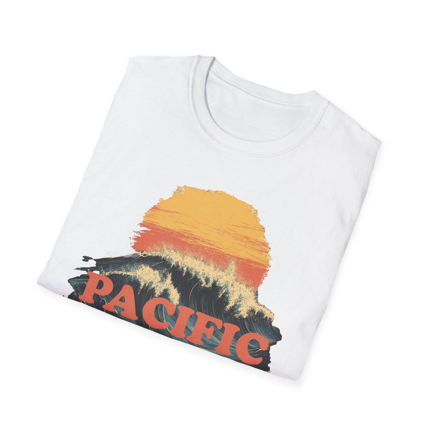 Pacific Waves Retro California Surfing T-Shirt - Vintage Sunset Surf Tee - Beach Vibes, Surf Lover Gift, Gift for Him, Men's Surfing Tee