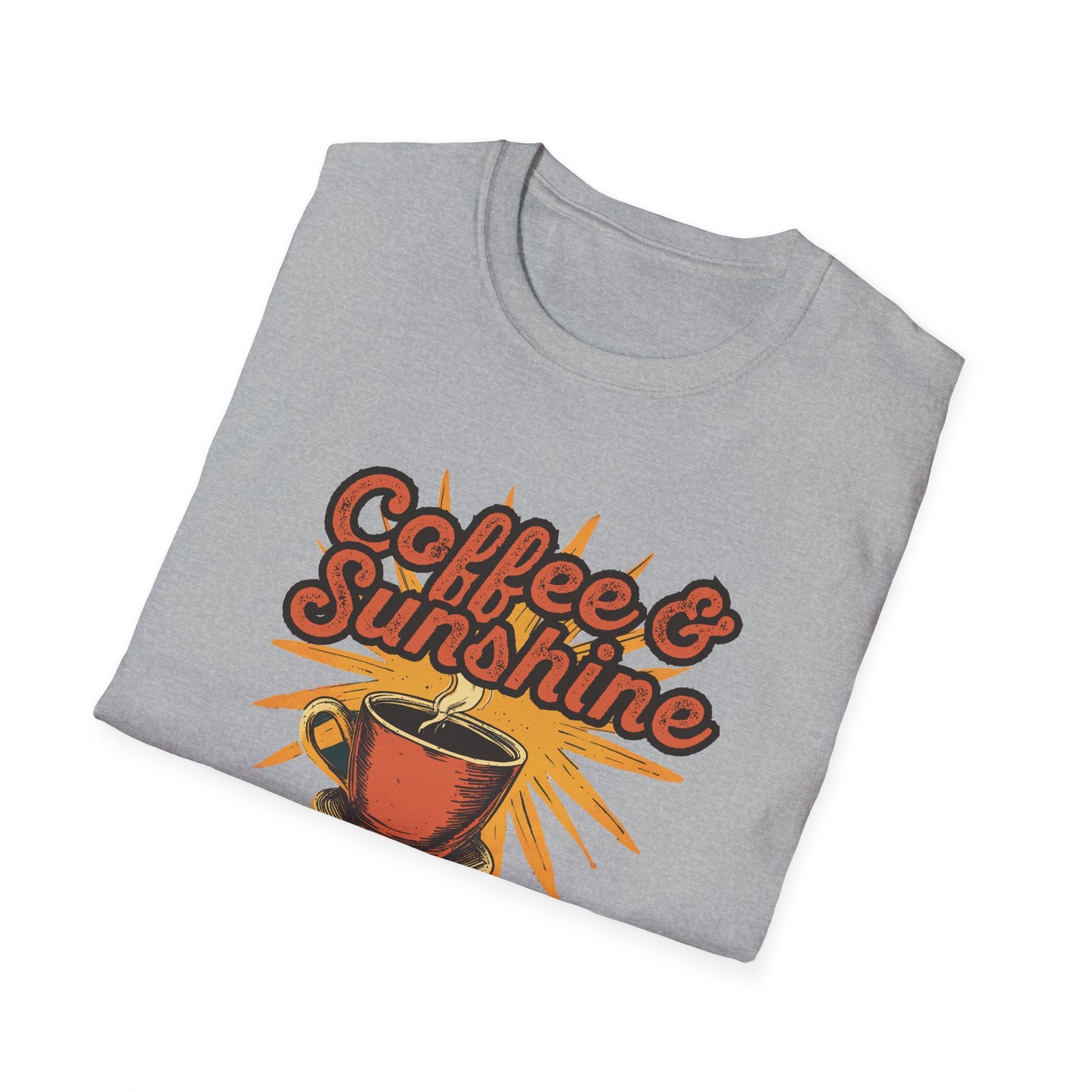 Coffee & Sunshine Retro T-Shirt - Perfect for Coffee Lovers, Autumn Vibes, and outdoor Adventures, Coffee Graphic Tshirt for Women