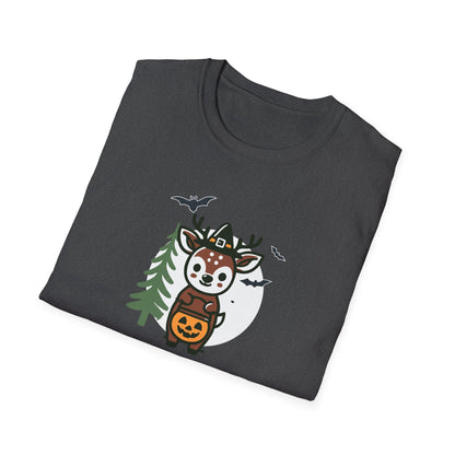 Cute Deer Halloween Trick or Treat T-Shirt | Adorable National Park Animal Illustration Tee | Perfect for Halloween and Nature Lovers