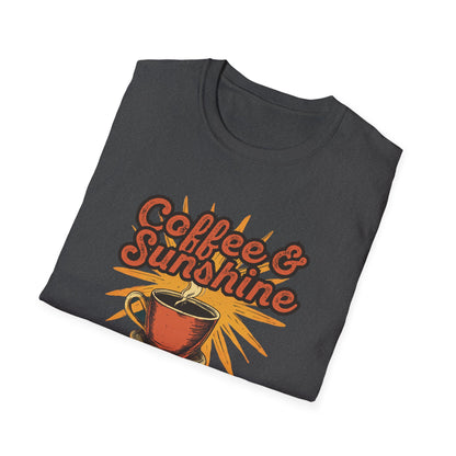 Coffee & Sunshine Retro T-Shirt - Perfect for Coffee Lovers, Autumn Vibes, and outdoor Adventures, Coffee Graphic Tshirt for Women