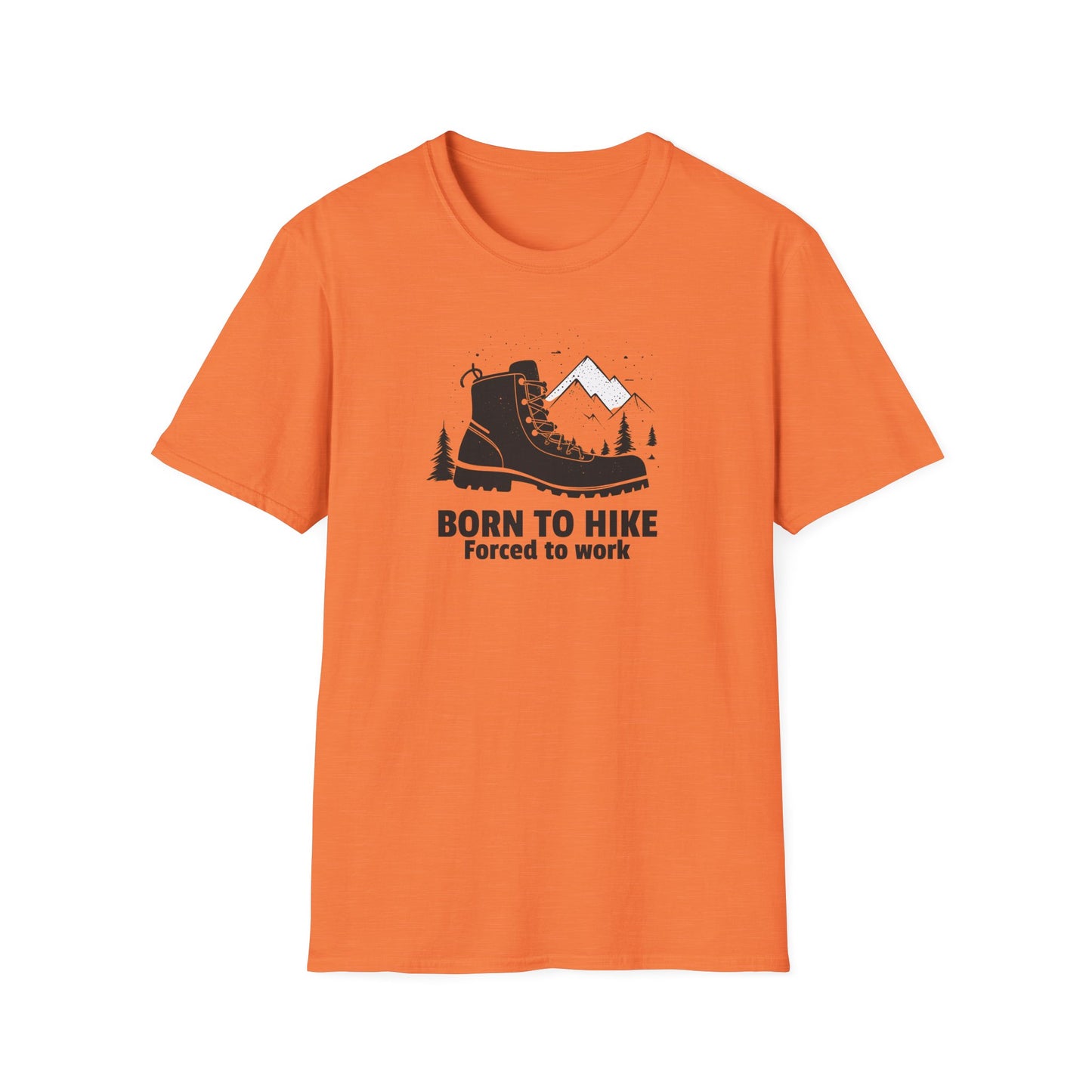 Born to Hike Forced to Work Hiking Shirt, Mountain Adventure Tee for Men Outdoor Enthusiasts, Hiking Boot Graphic T-Shirt for Nature Lovers