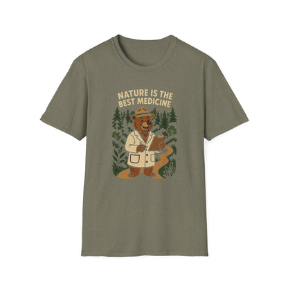 Nature Is the Best Medicine Shirt | Forest Ranger Bear Tee | Hiking Therapy T-Shirt | Trail Lover Gift | Outdoor Mental Health