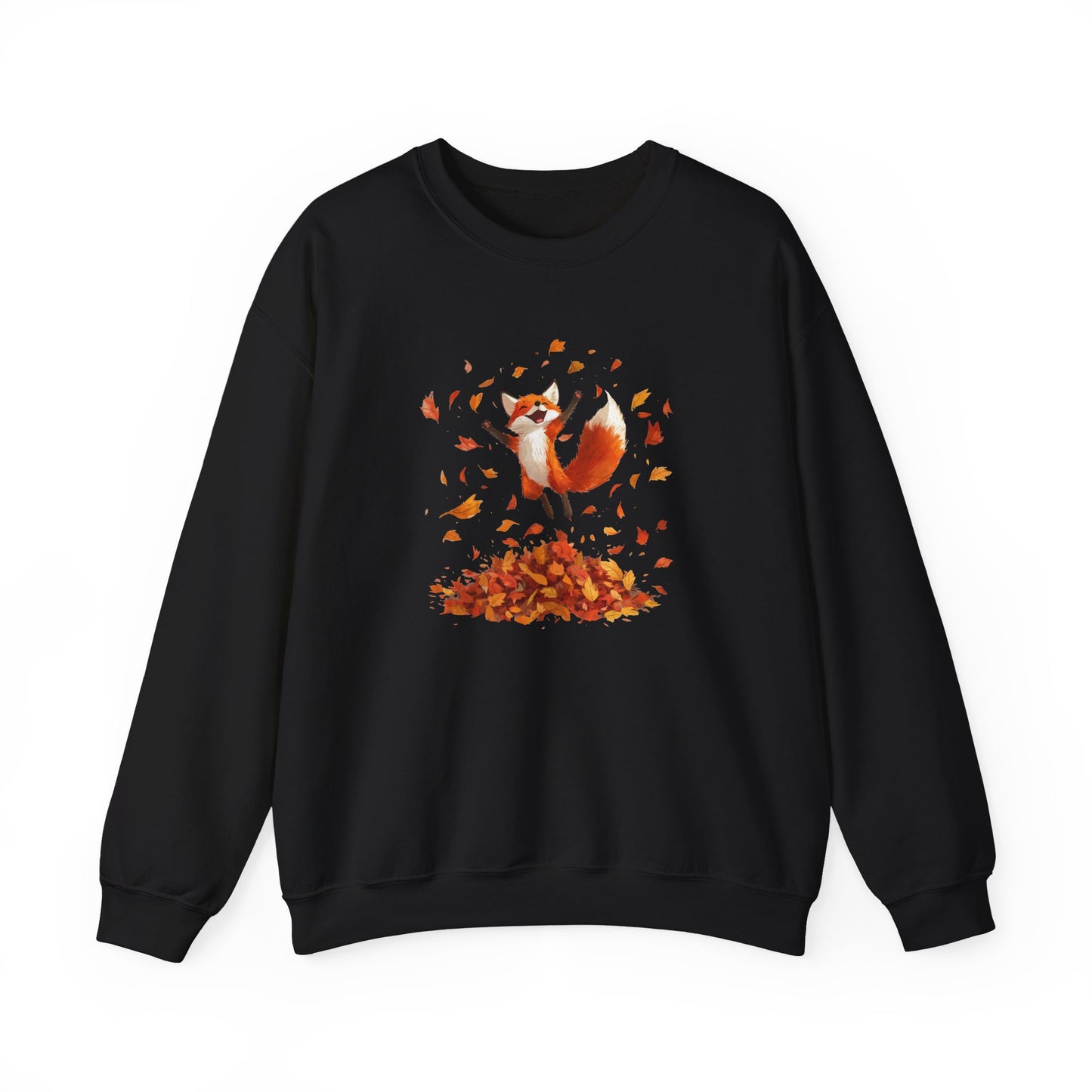 Fox Jumping in Autumn Leaves Sweatshirt | Cozy Fall Sweatshirt | Cute Nature Lover Pullover | Perfect Autumn Gift for Outdoor Enthusiasts