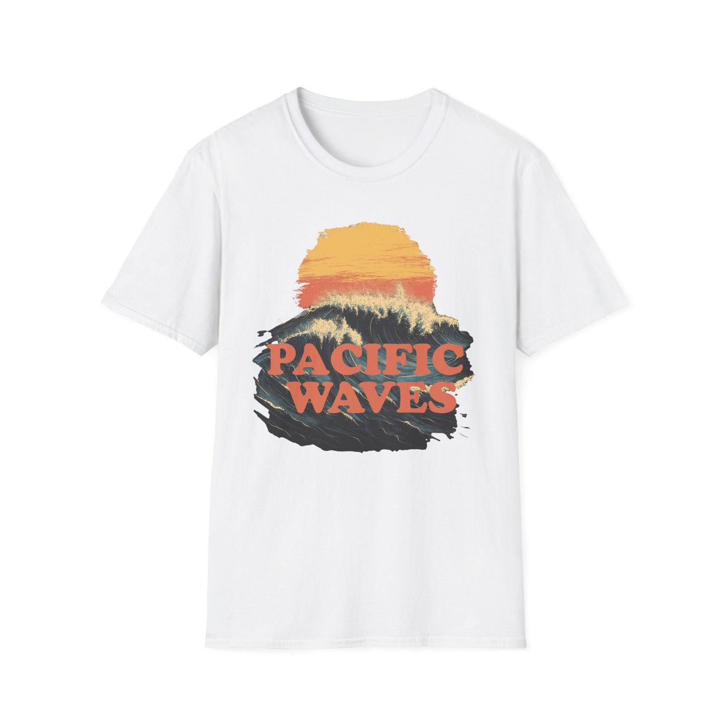 Pacific Waves Retro California Surfing T-Shirt - Vintage Sunset Surf Tee - Beach Vibes, Surf Lover Gift, Gift for Him, Men's Surfing Tee