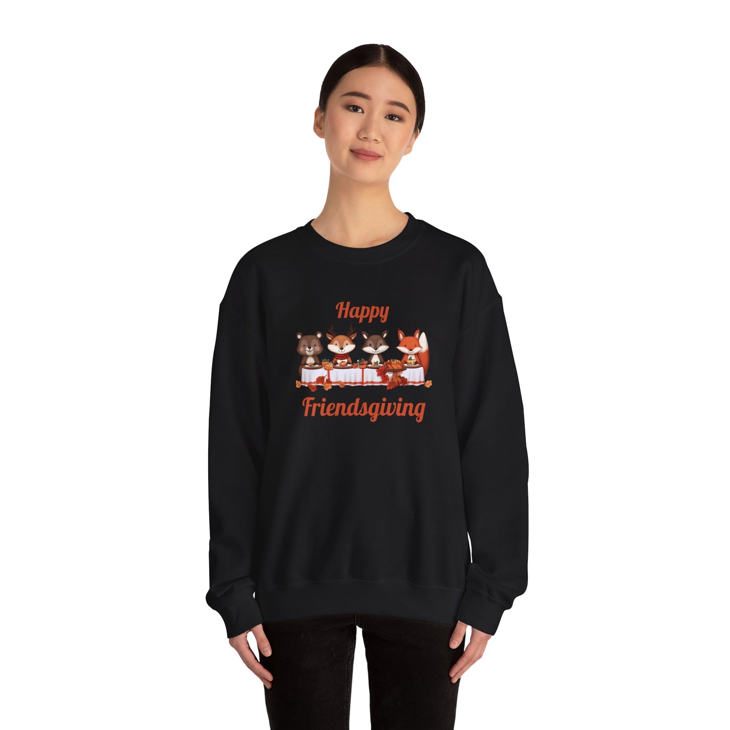 Cute Forest Animals Friendsgiving Thanksgiving Sweatshirt - Fall Cozy Crewneck for Animal Lovers | Happy Thanksgiving & Pumpkin Season Shirt