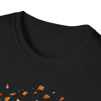 Fox Jumping in Autumn Leaves T-Shirt | Cute Fall Graphic Tee | Cozy Seasonal Shirt for Nature Lovers | Perfect Autumn Apparel Gift