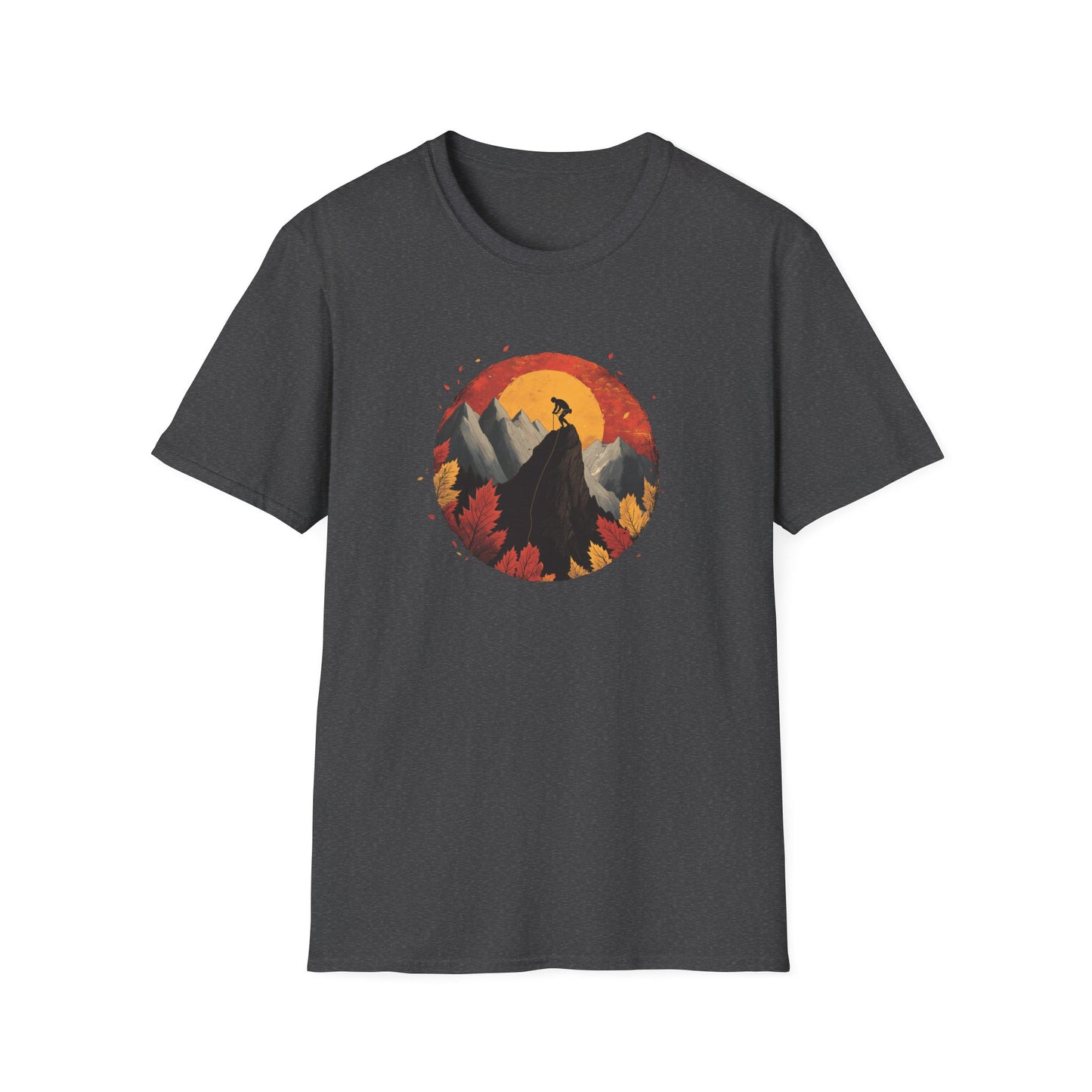 Autumn Rock Climbing Shirt | Bouldering T-Shirt Fall Leaves Mountain Climbing Design | Rock Climbing Gifts for Bouldering and Nature Lovers