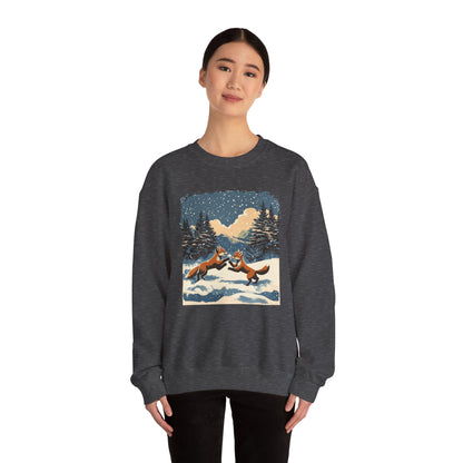 Cozy Winter Fox Sweatshirt | Retro Woodland Wildlife Christmas Sweater, Fox in Snow Pullover, Winter Nature Sweatshirt, Wildlife Animal Gift