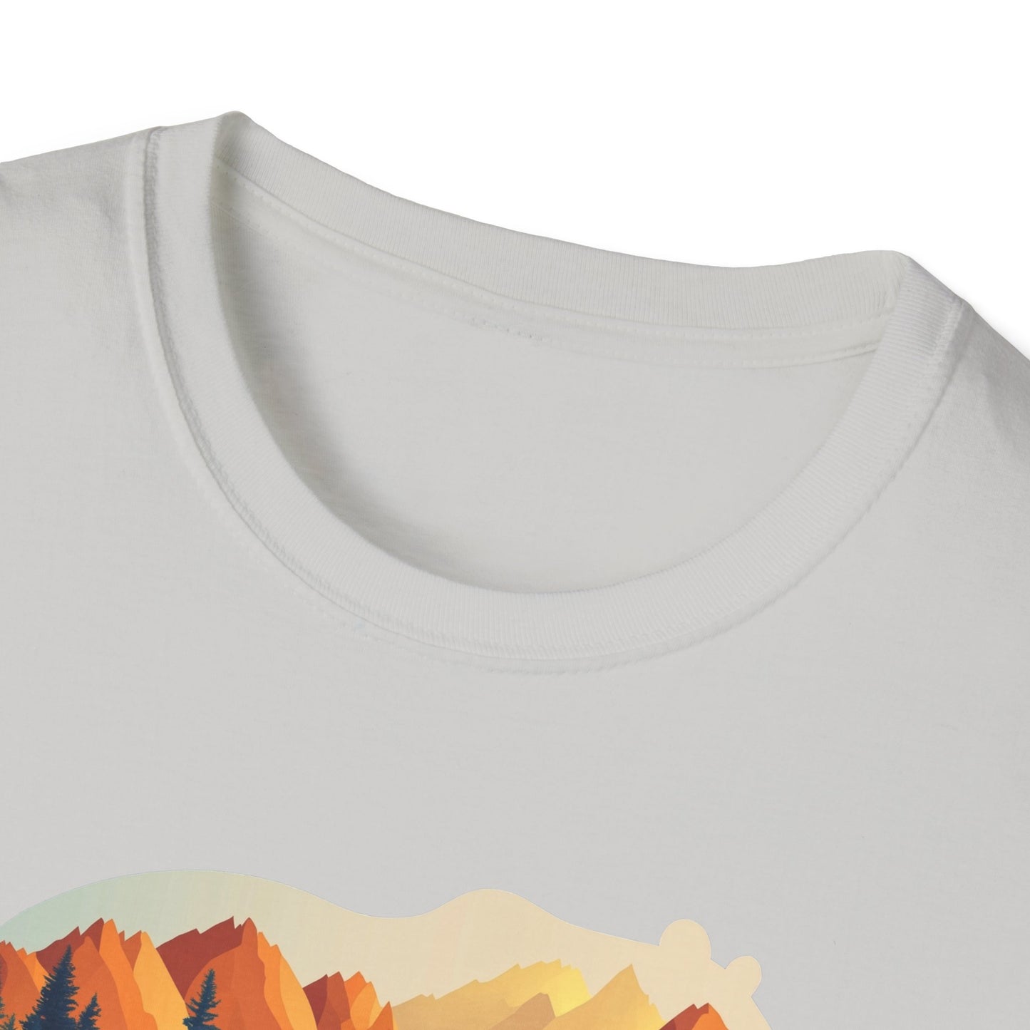 Mountain Bear Graphic T-Shirt - Scenic Sunset Landscape with Forest and Lake - Outdoor Adventure Wildlife Nature Tee