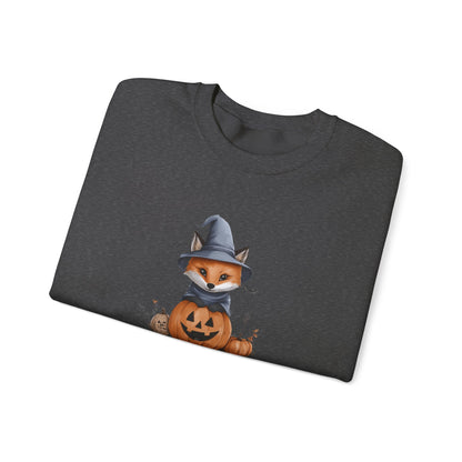 Cute Fox Halloween Sweatshirt - Witch Fox in Pumpkin Graphic - Spooky Season Fall Apparel - Halloween Gift for Fox Lovers