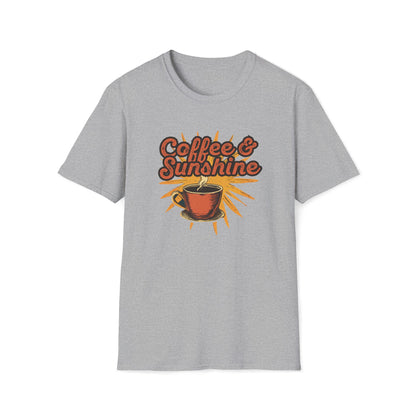 Coffee & Sunshine Retro T-Shirt - Perfect for Coffee Lovers, Autumn Vibes, and outdoor Adventures, Coffee Graphic Tshirt for Women