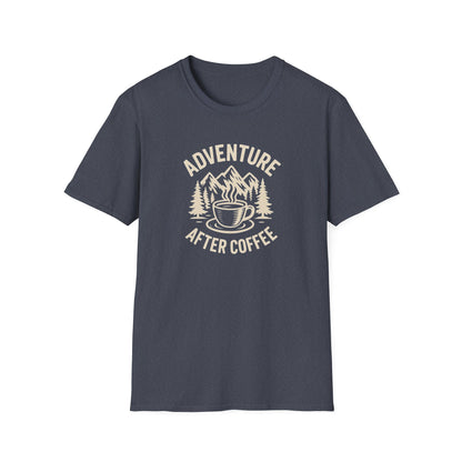 Adventure After Coffee Shirt | Coffee Hiking Tee for Nature Lovers | Minimalist Mountain Graphic T-Shirt | Outdoorsy Gift for Him or Her