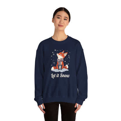 Cozy Winter Fox Sweatshirt | Let it Snow Christmas Sweater, Cute Animal Lover Gift, Wildlife Pullover, Holiday Gift for Fox Lovers