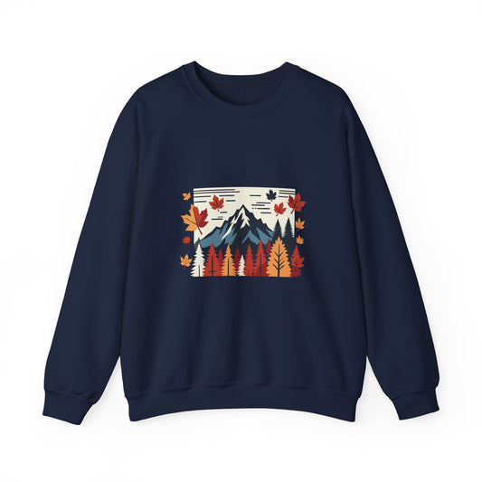 Cozy Mountain Fall Forest Sweatshirt - Unisex Warm Pullover with Nature Print - Perfect Autumn and Winter Sweater, Outdoor Adventure Apparel