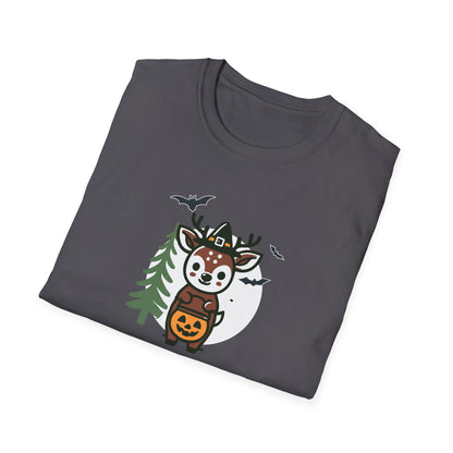 Cute Deer Halloween Trick or Treat T-Shirt | Adorable National Park Animal Illustration Tee | Perfect for Halloween and Nature Lovers