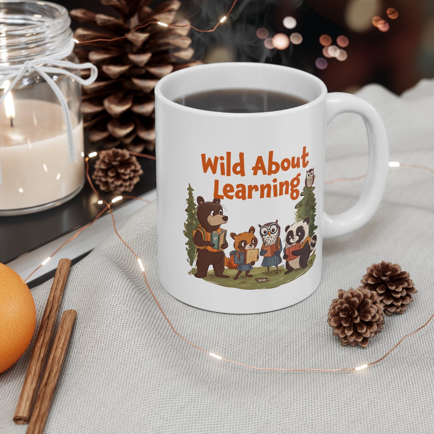 Wild About Learning Mug | Cute Teacher Gift, Woodland Animal Teacher Appreciation Gift, Back-to-School Coffee Mug for Educators