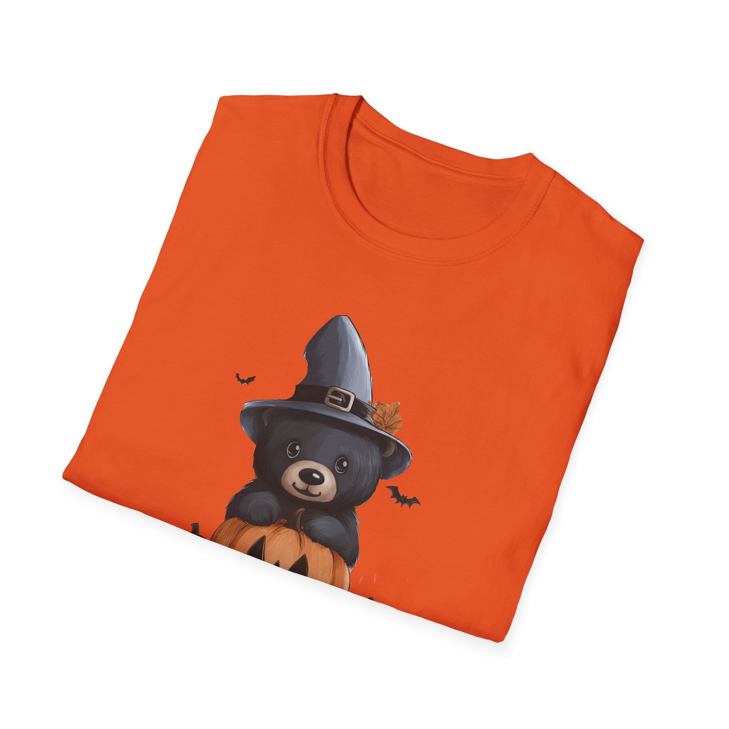 Cute Halloween Bear T-Shirt | Adorable Forest Animal with Pumpkin Design | Witch Bear Halloween Tee