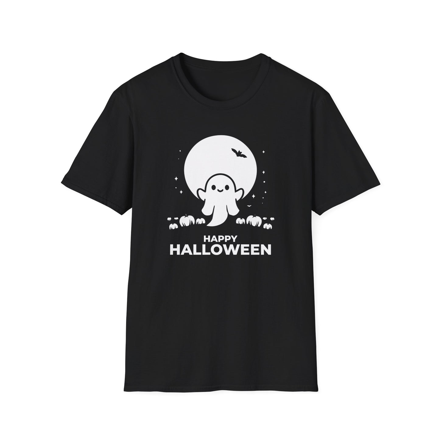 Cute Ghost and Pumpkins Graphic Tee - Happy Halloween T-Shirt -  Festive Halloween Shirt - Spooky Holiday Apparel for Men and Women