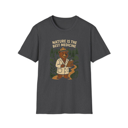 Nature Is the Best Medicine Shirt | Forest Ranger Bear Tee | Hiking Therapy T-Shirt | Trail Lover Gift | Outdoor Mental Health