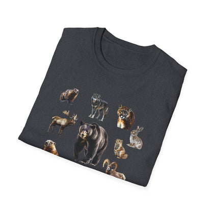 Rocky Mountain Wildlife T-Shirt - North American Wildlife Graphic Tee, Nature Lover & Hiker Shirt, Wildlife Gift for Animal Lovers