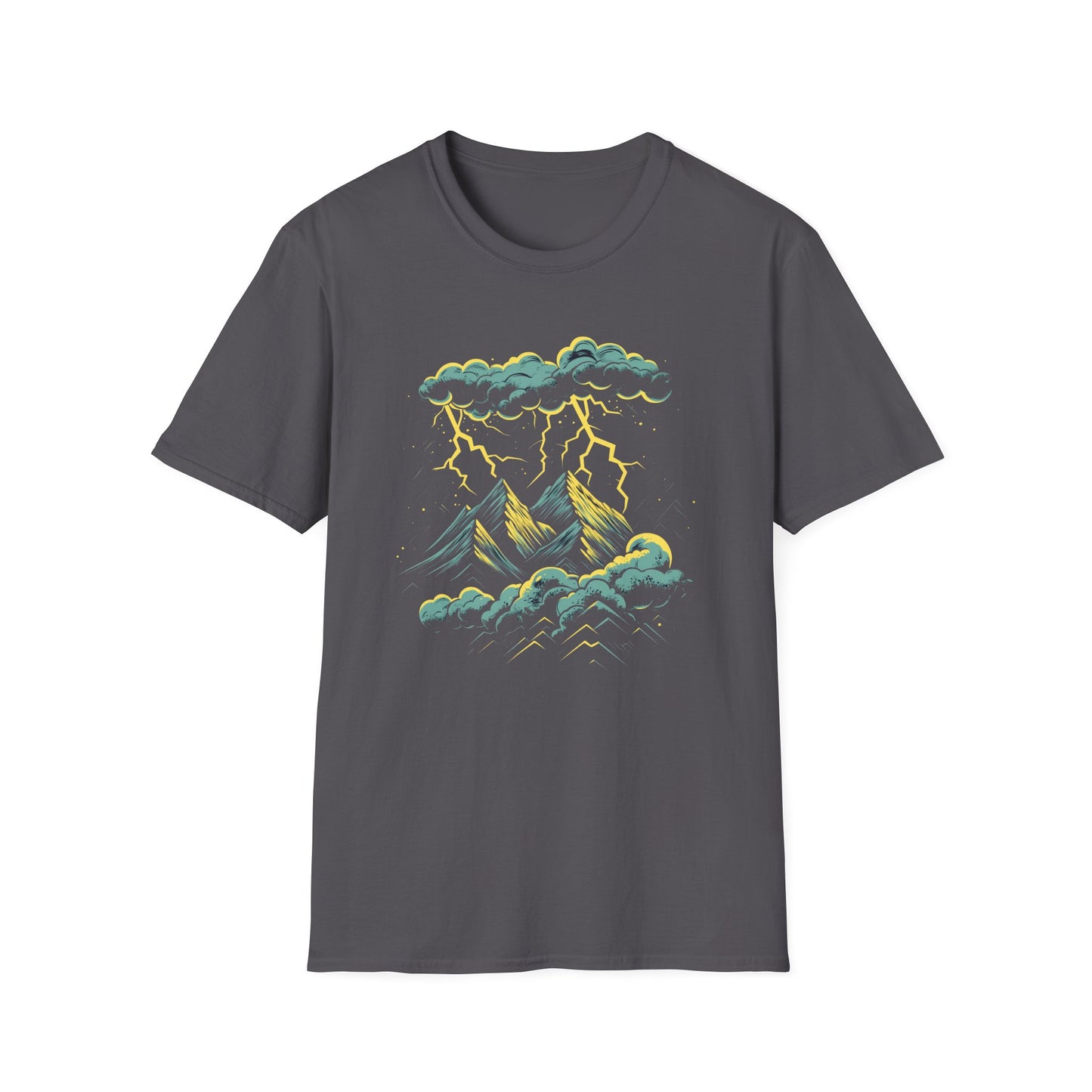 Mountain Storm Unisex T-Shirt, Nature Scene Lightning Graphic Tee, Outdoor Adventure Shirt, Hiking Gift, Nature Lover Top
