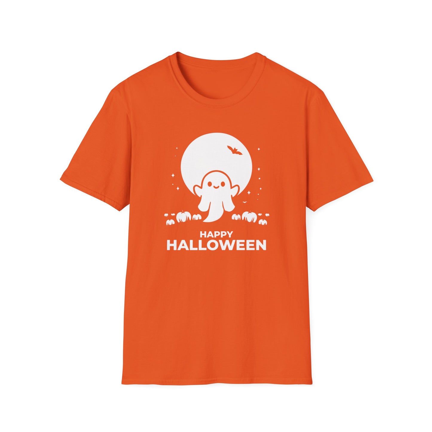 Cute Ghost and Pumpkins Graphic Tee - Happy Halloween T-Shirt -  Festive Halloween Shirt - Spooky Holiday Apparel for Men and Women