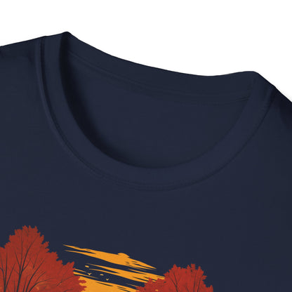 Autumn Adventure Awaits T-Shirt | Fall Nature Graphic | Covered Bridge Fall Shirt | Autumn Road Trip Shirt | Fall Apparel for Nature Lovers