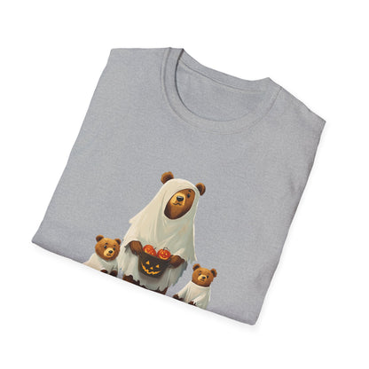 Adorable Bear Family Halloween T-Shirt | Cute Mother Bear & Cubs | Orange Fall Shirt | Halloween Gift | Bear Cubs in Ghost Costumes